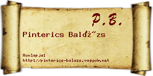 Pinterics Balázs névjegykártya