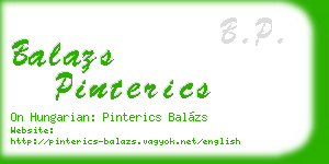 balazs pinterics business card
